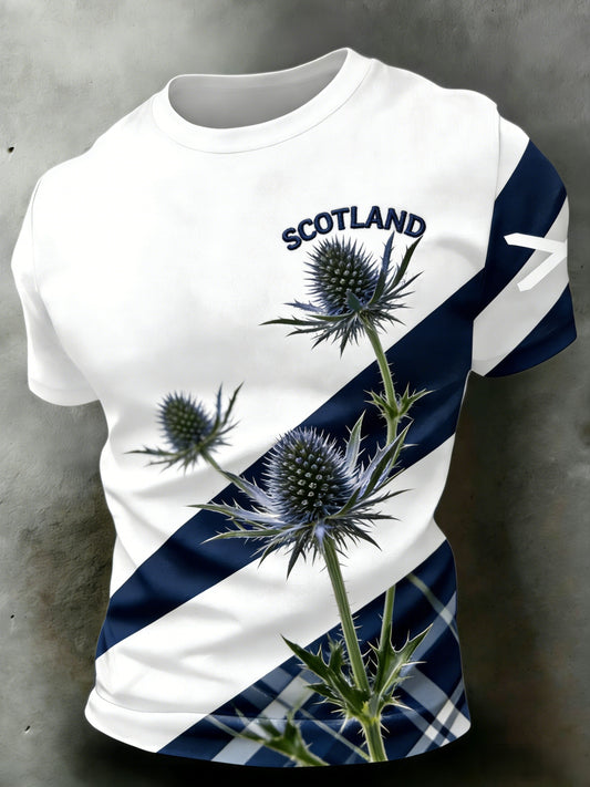 Men's Scotland Football Lover Tartan Army Printed T-shirts Casual Short-Sleeved T-Shirt