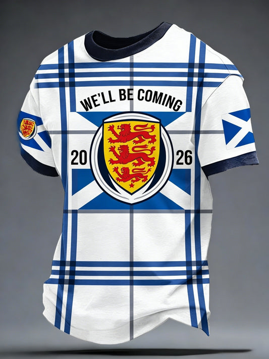 Men's Scotland Football Lover Tartan Army Printed T-shirt