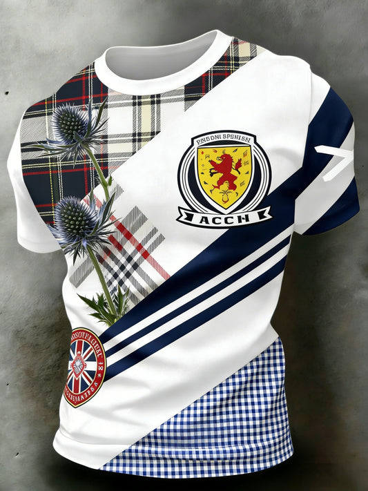 Men's Scotland Football Lover Tartan Army Printed T-shirts Casual Short-Sleeved T-Shirt